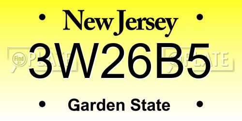 3W26B5 New Jersey License Plate