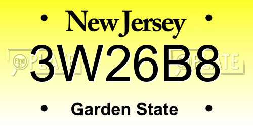3W26B8 New Jersey License Plate