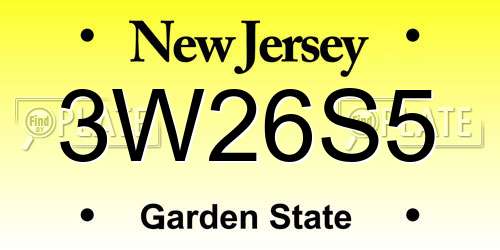 3W26S5 New Jersey License Plate