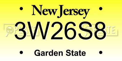 3W26S8 New Jersey License Plate
