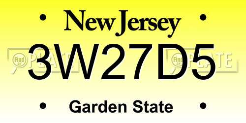 3W27D5 New Jersey License Plate