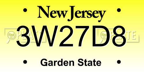 3W27D8 New Jersey License Plate