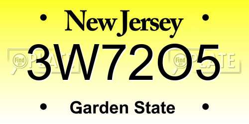 3W72O5 New Jersey License Plate