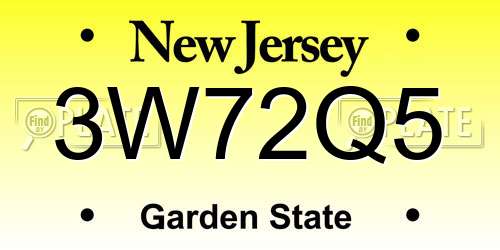 3W72Q5 New Jersey License Plate