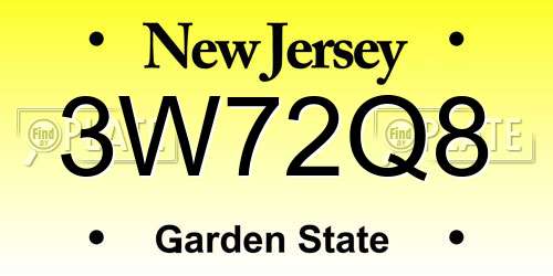 3W72Q8 New Jersey License Plate