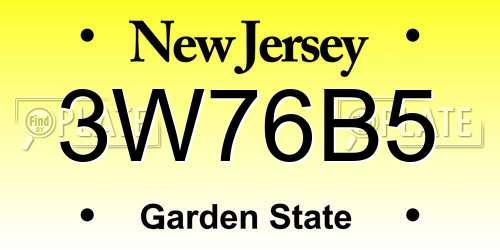 3W76B5 New Jersey License Plate
