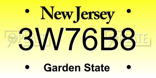 3W76B8 New Jersey License Plate