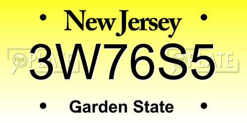 3W76S5 New Jersey License Plate