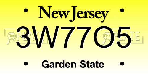3W77O5 New Jersey License Plate