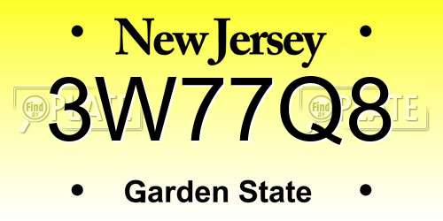 3W77Q8 New Jersey License Plate