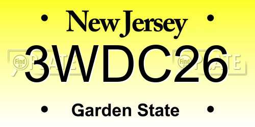 3WDC26 New Jersey License Plate