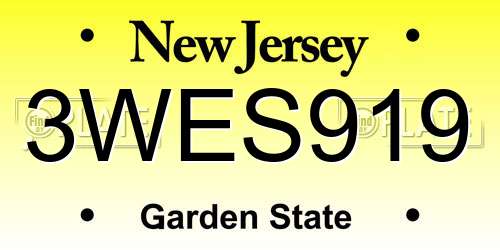 3WES919 New Jersey License Plate