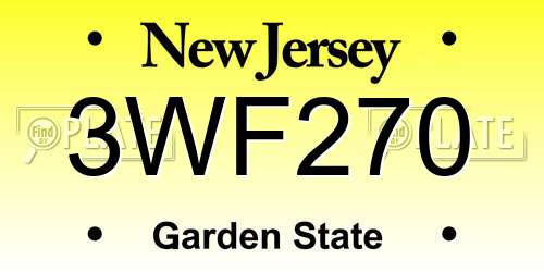 3WF270 New Jersey License Plate