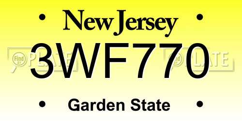 3WF770 New Jersey License Plate