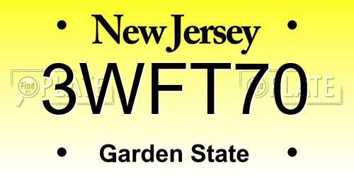 3WFT70 New Jersey License Plate