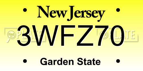 3WFZ70 New Jersey License Plate