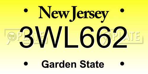3WL662 New Jersey License Plate