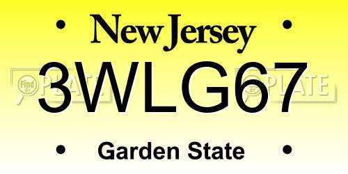 3WLG67 New Jersey License Plate