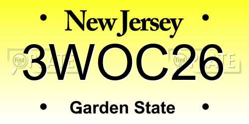 3WOC26 New Jersey License Plate