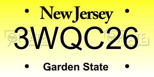 3WQC26 New Jersey License Plate