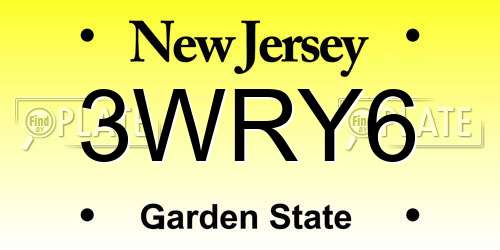 3WRY6 New Jersey License Plate