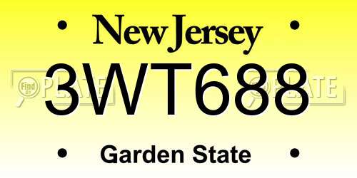 3WT688 New Jersey License Plate