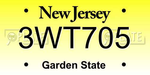 3WT705 New Jersey License Plate