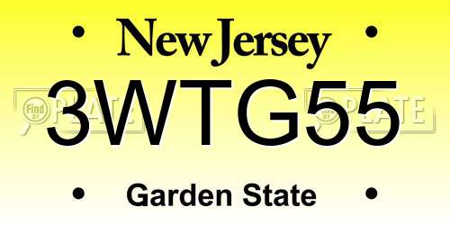 3WTG55 New Jersey License Plate