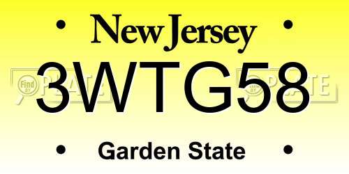 3WTG58 New Jersey License Plate