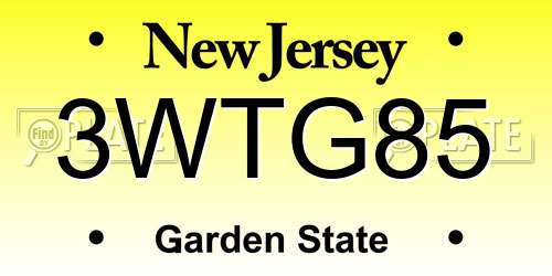3WTG85 New Jersey License Plate