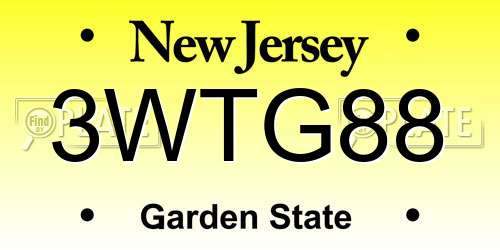 3WTG88 New Jersey License Plate