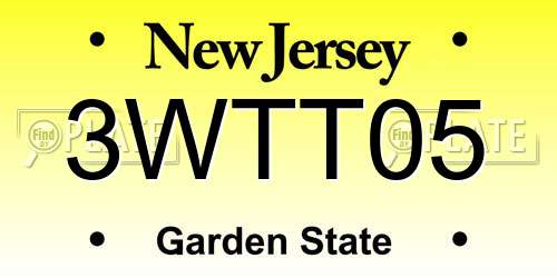 3WTT05 New Jersey License Plate