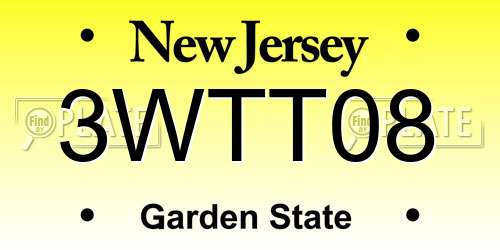 3WTT08 New Jersey License Plate