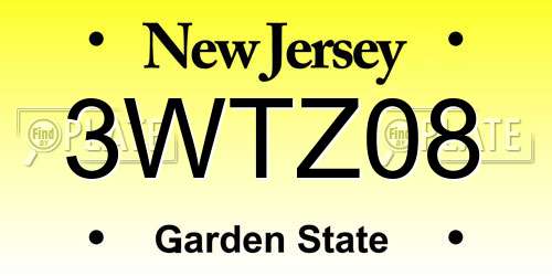 3WTZ08 New Jersey License Plate