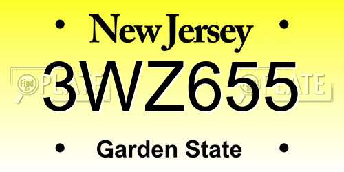 3WZ655 New Jersey License Plate
