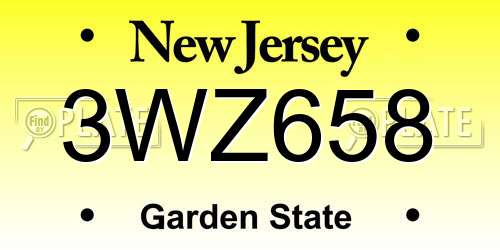3WZ658 New Jersey License Plate