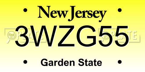 3WZG55 New Jersey License Plate