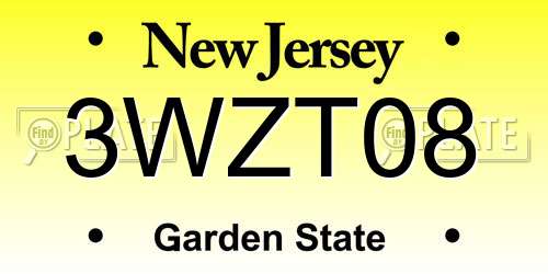 3WZT08 New Jersey License Plate