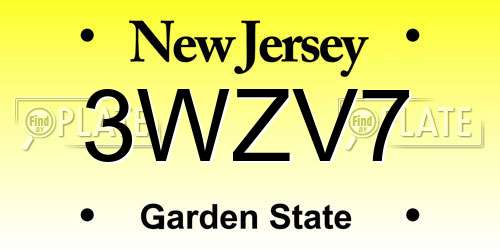 3WZV7 New Jersey License Plate