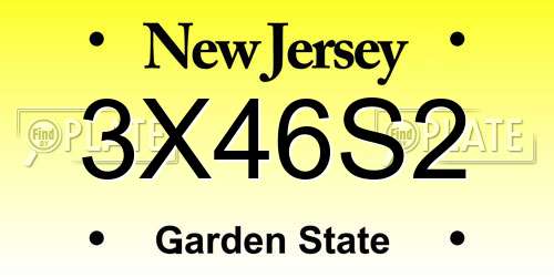 3X46S2 New Jersey License Plate