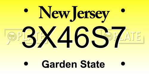 3X46S7 New Jersey License Plate