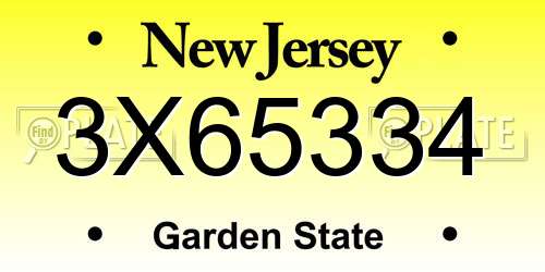 3X65334 New Jersey License Plate