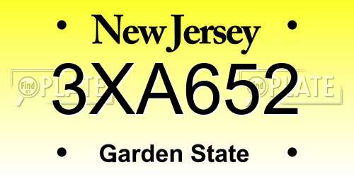 3XA652 New Jersey License Plate
