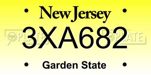 3XA682 New Jersey License Plate
