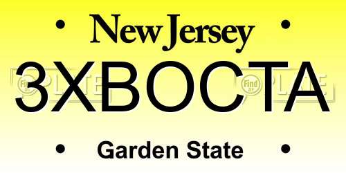 3XBOCTA New Jersey License Plate