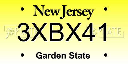 3XBX41 New Jersey License Plate
