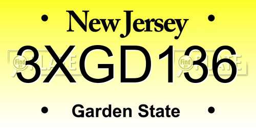 3XGD136 New Jersey License Plate