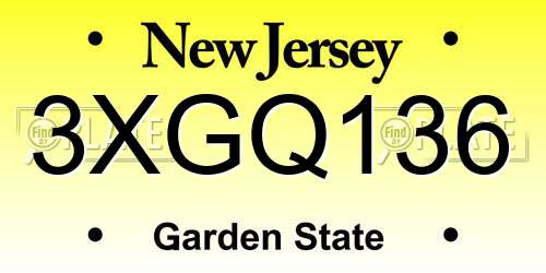 3XGQ136 New Jersey License Plate