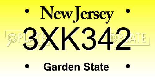 3XK342 New Jersey License Plate