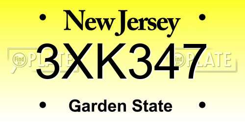 3XK347 New Jersey License Plate